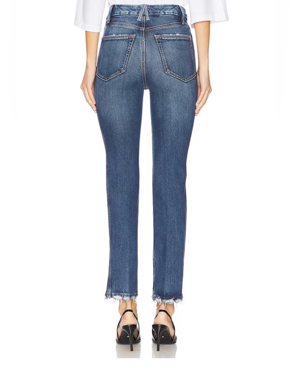 Good American Good Curve Straight Jeans Super High Rise Sz 4 / 27 Raw Hem - Picture 3 of 9